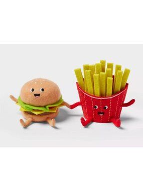 Set of 2 Felt Duo Cheeseburger and Fries Summer Figurines - Sun Squad